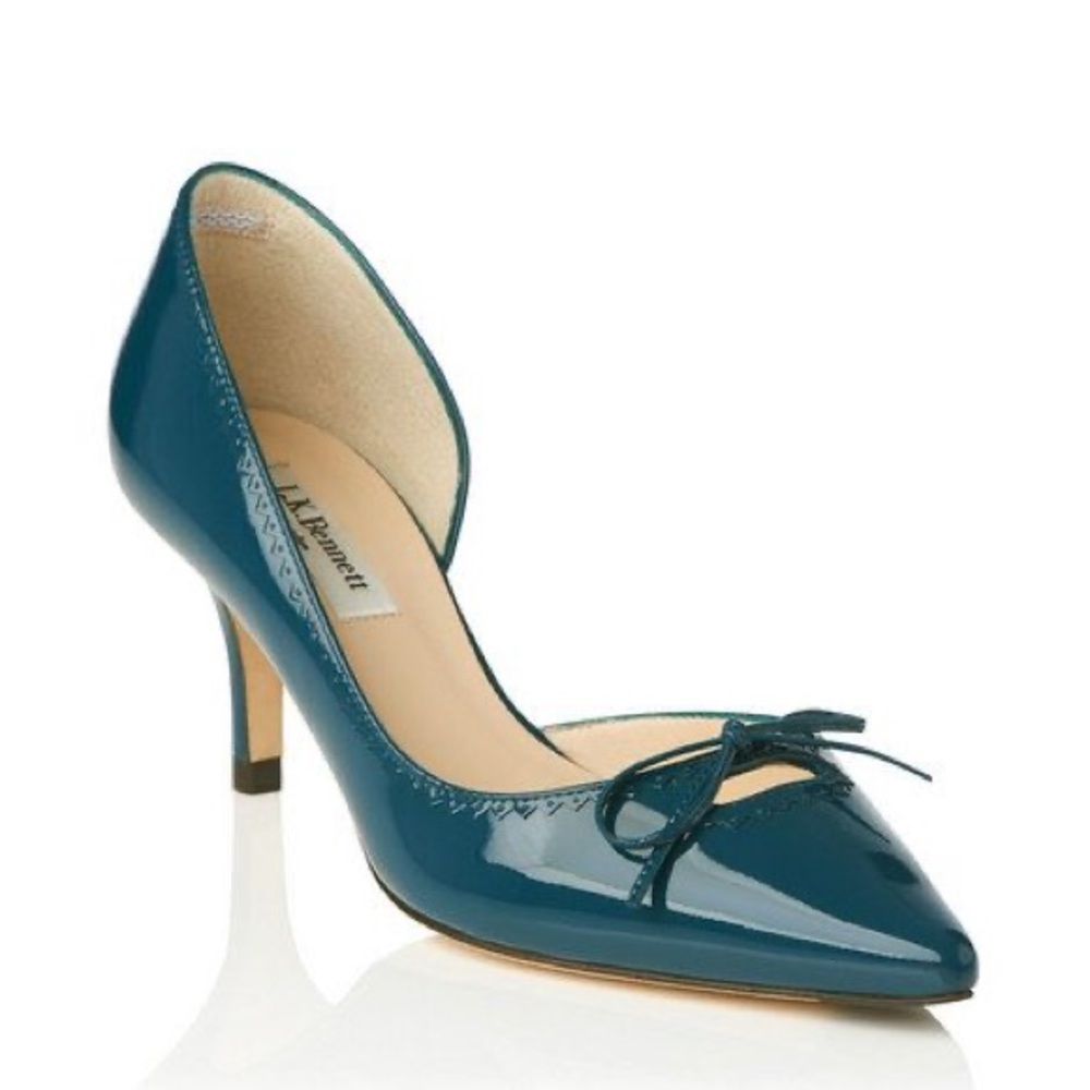 LK Bennett Penelope Patent Leather Court Heel in Evergreen size 41 (10)